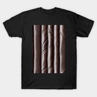 Dark Brown Padded Leather Stripes, natural and ecological leather print #75 T-Shirt